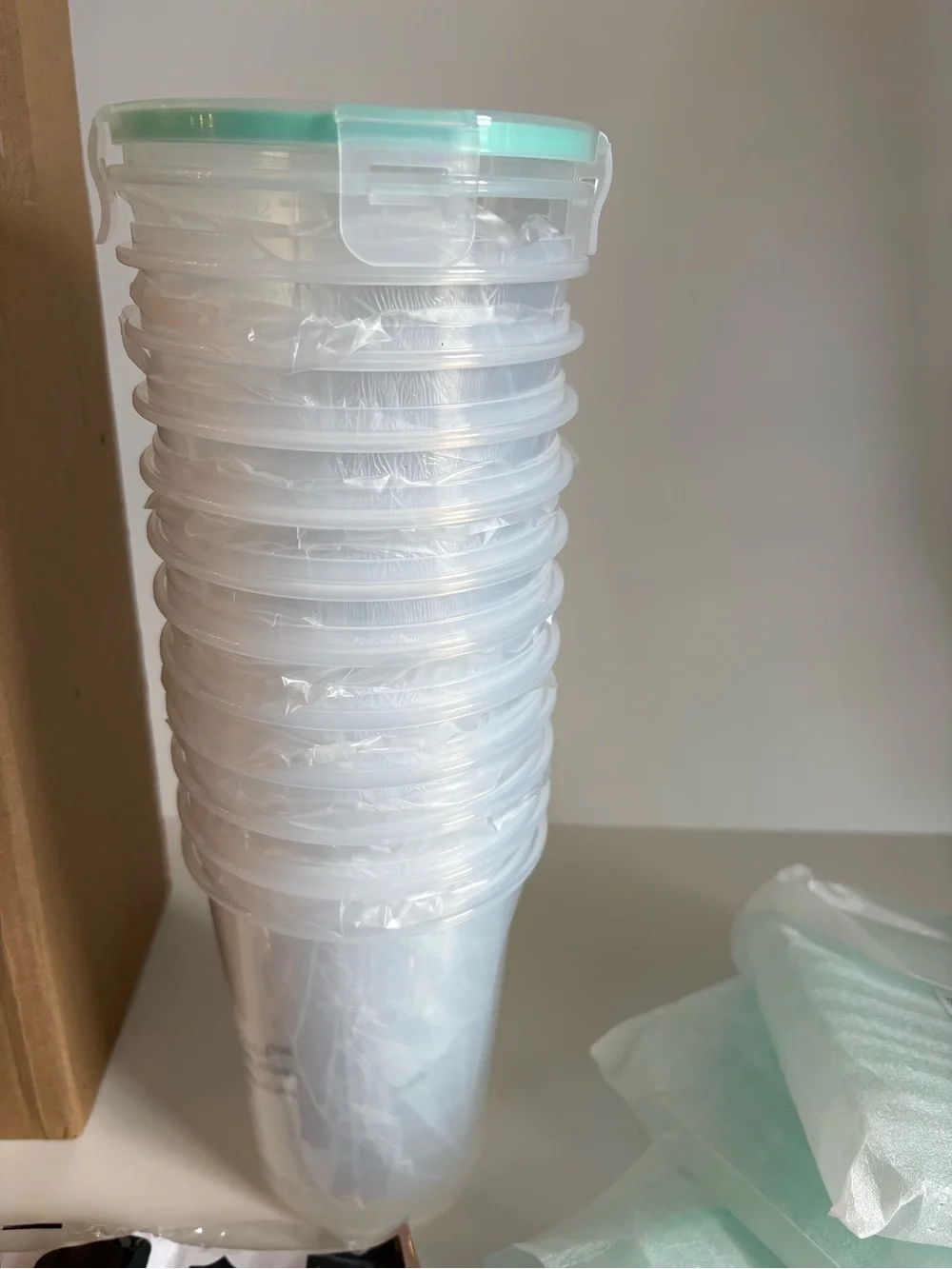 Clear Meal Prep Containers with Mint Green Lids - 12 Pack